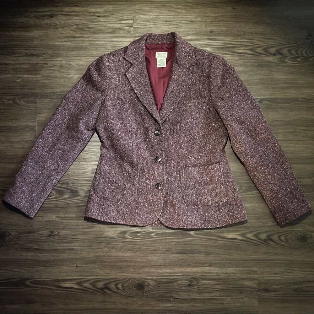 L.L. Bean Women's Plum Tweed Blazer Size S